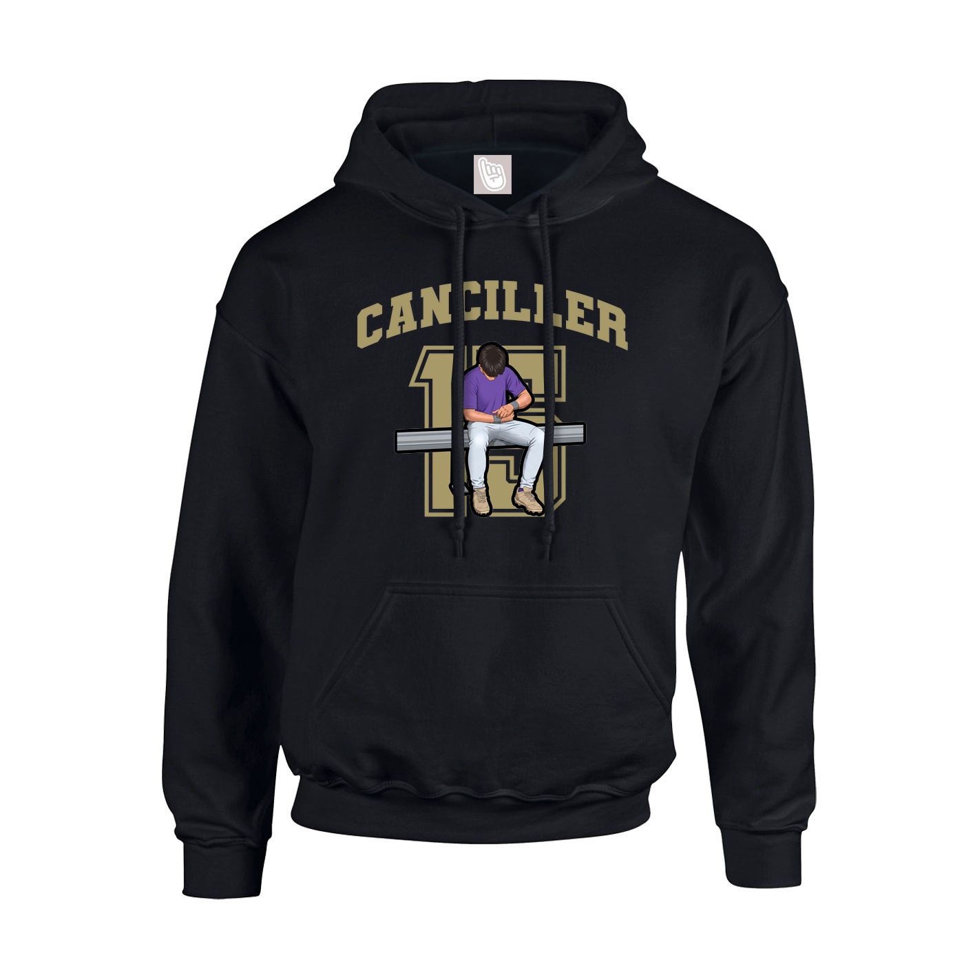 Youth Hoodie — Number in Black