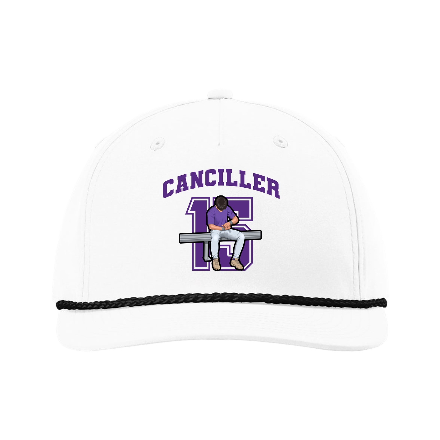 Five-Panel Classic Rope Cap — Number in White