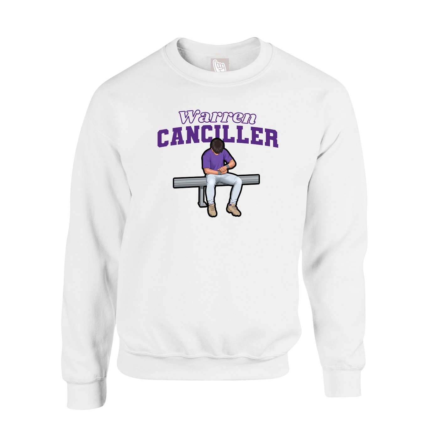 Fleece Crew — Name Arch in White