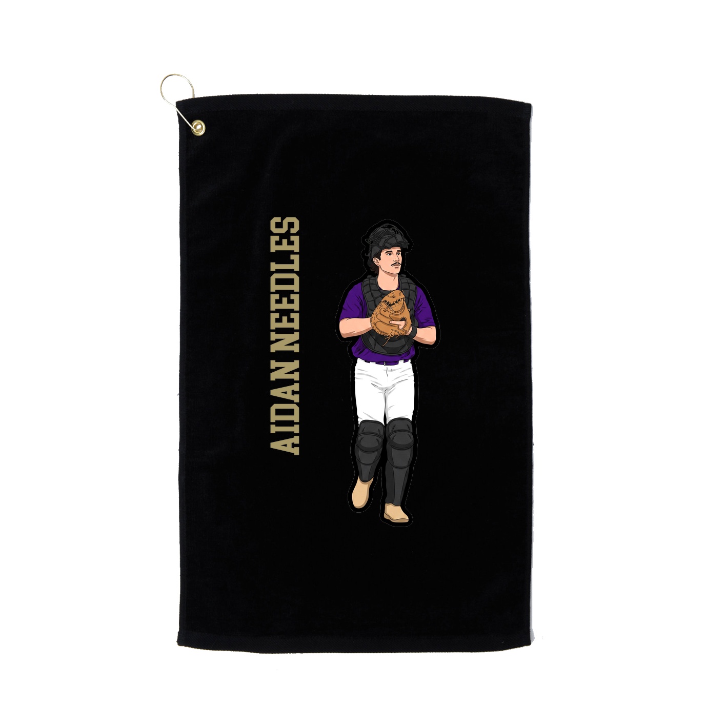 Golf Towel — Name Vertical in Black