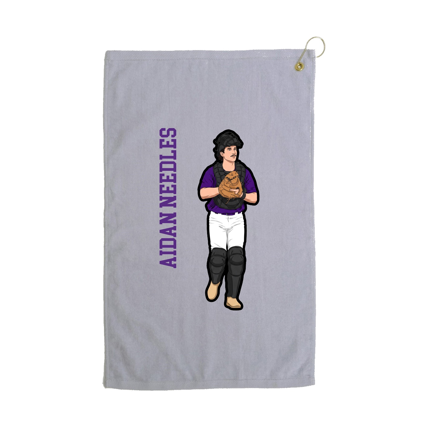 Golf Towel — Name Vertical in Grey