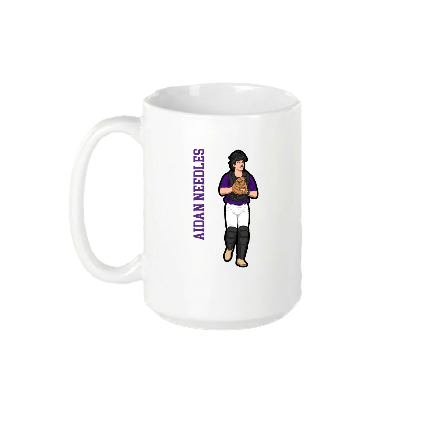 15oz Coffee Mug — Name Vertical in White
