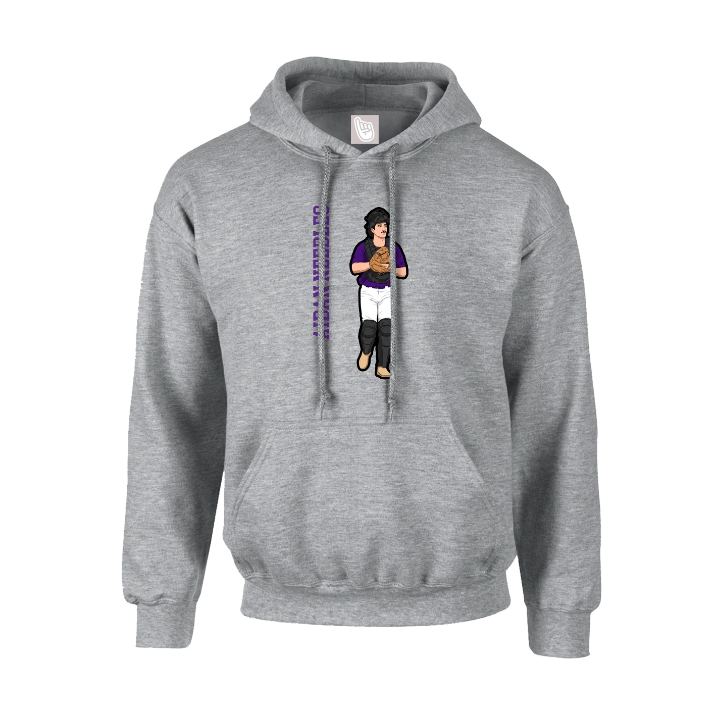 Youth Hoodie — Name Vertical in Grey