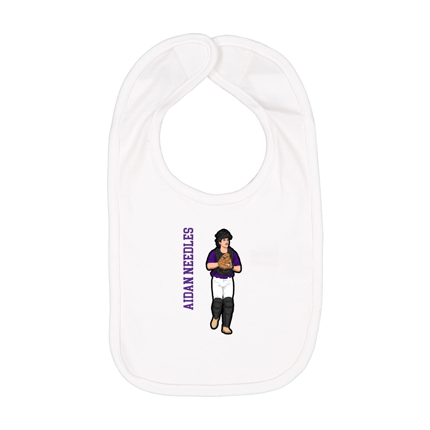 Infant Bib — Name Vertical in White