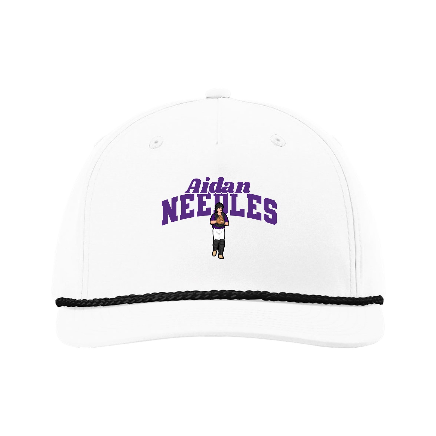 Five-Panel Classic Rope Cap — Signature Arch in White