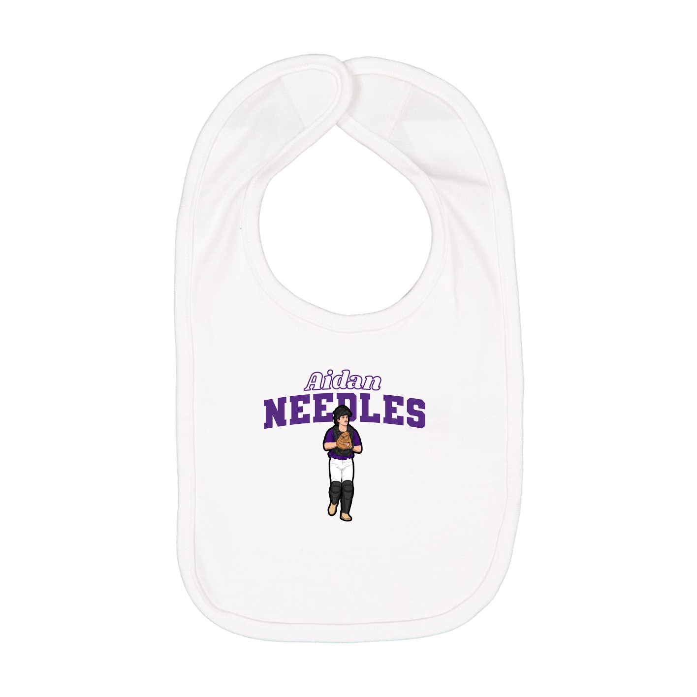 Infant Bib — Name Arch in White