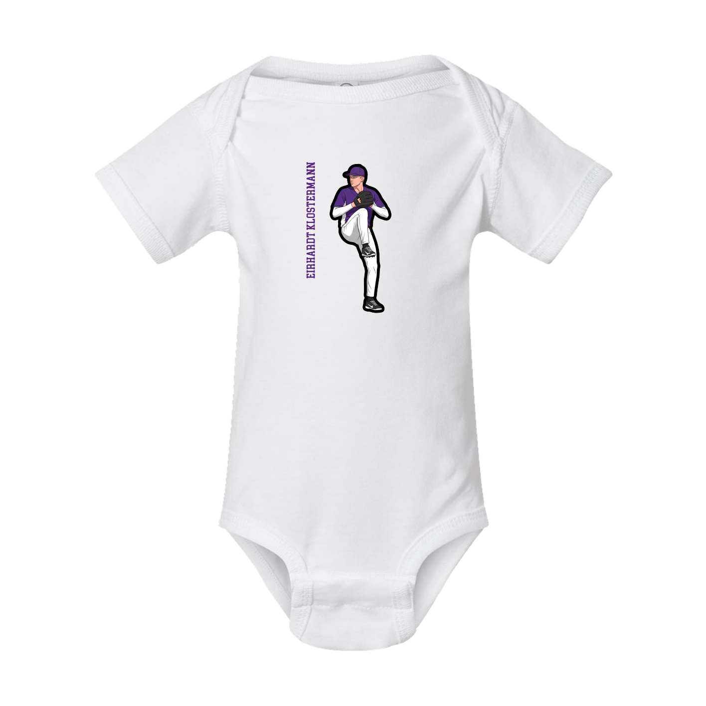 Baby Onesie — Name Vertical in White