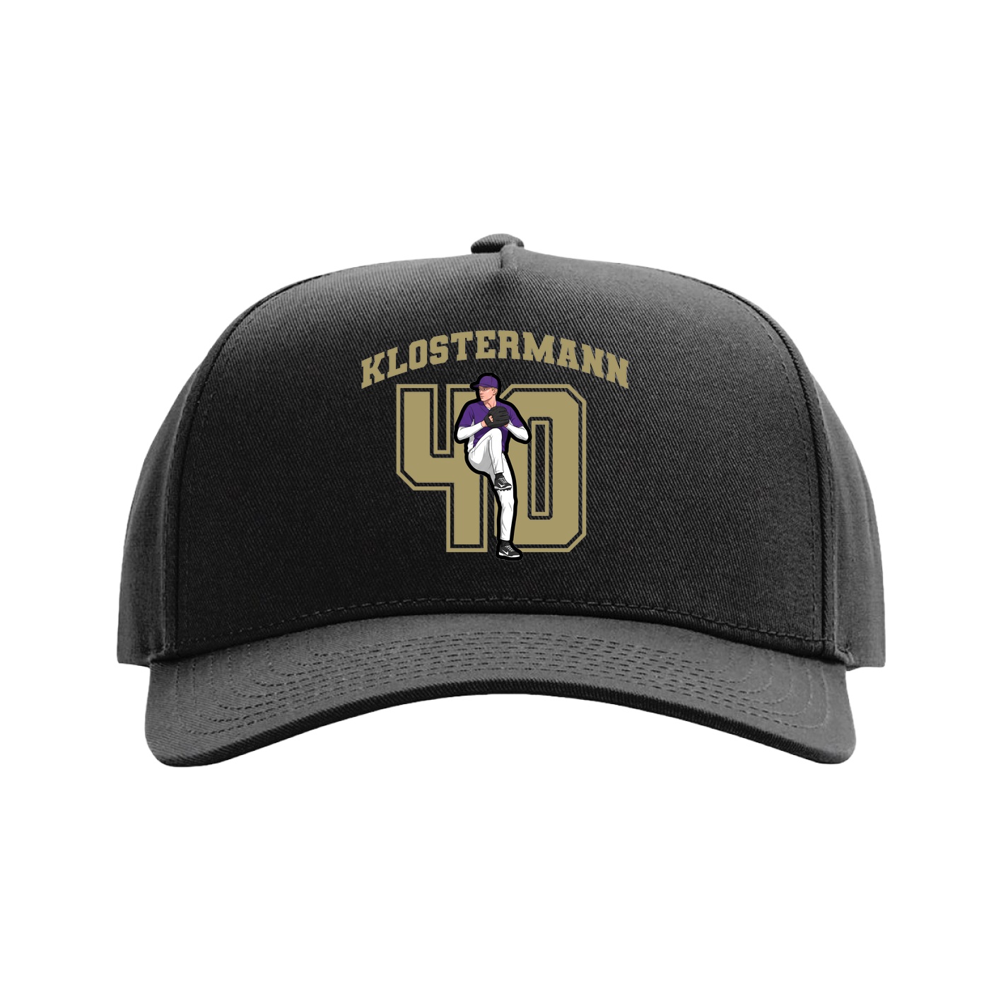 Full Fabric Five-Panel Champ Cap — Number in Black