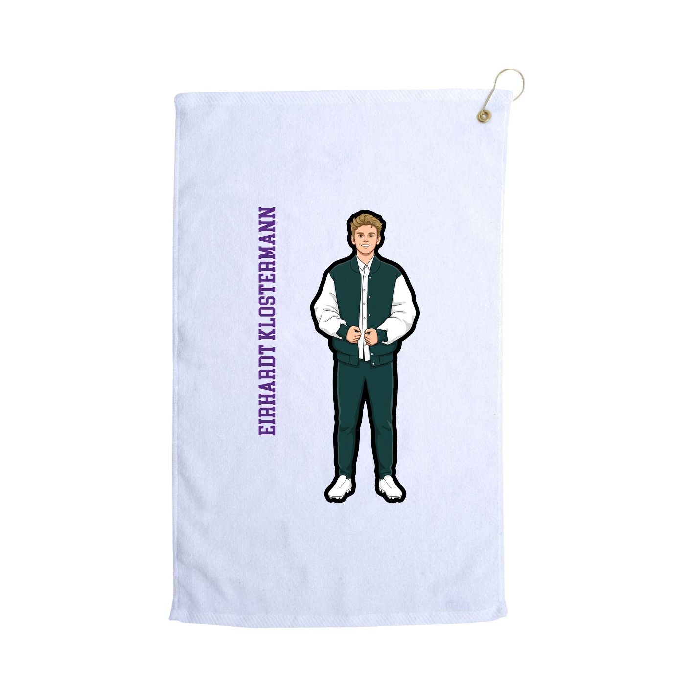 Golf Towel — Name Vertical in White