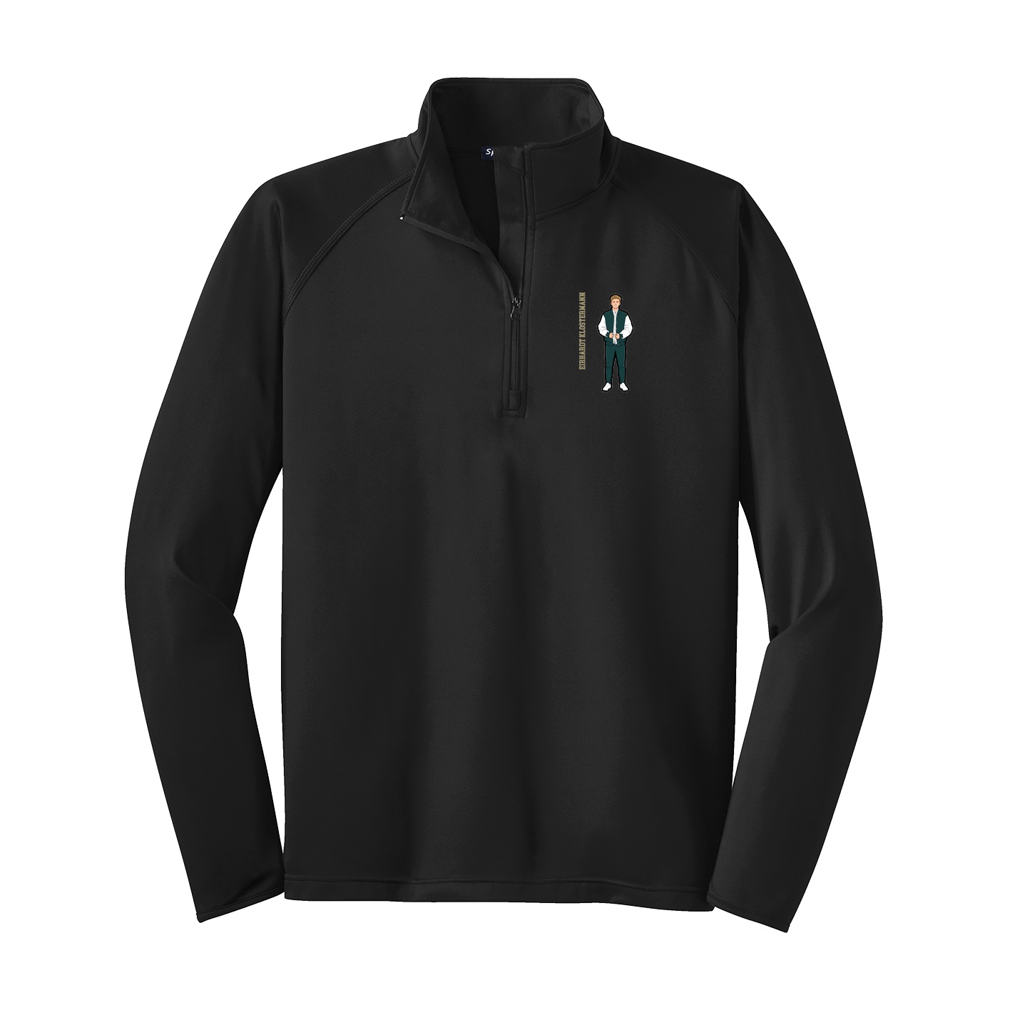 Q-Zip Pullover — Name Vertical in Black