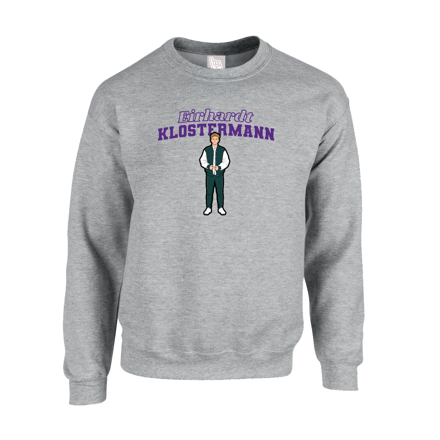 Fleece Crew — Name Arch in Grey