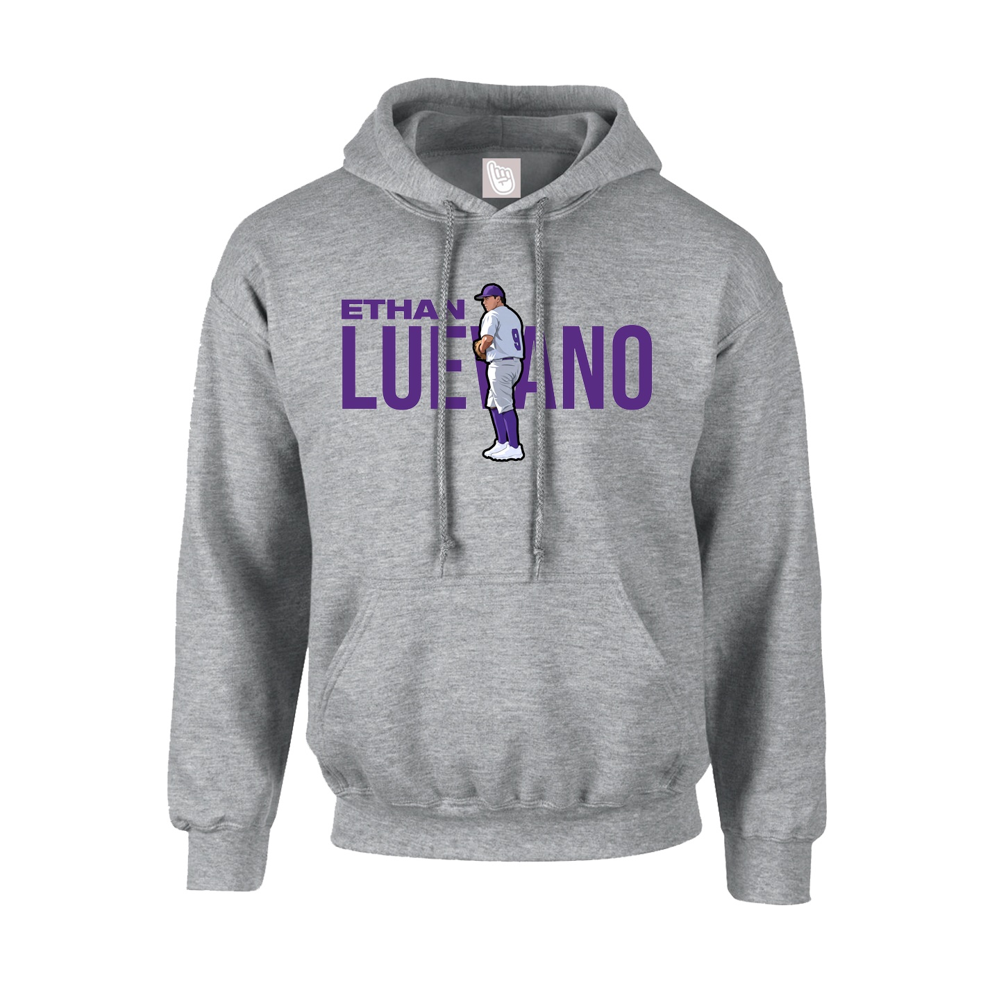 Youth Hoodie — Player Name in Grey