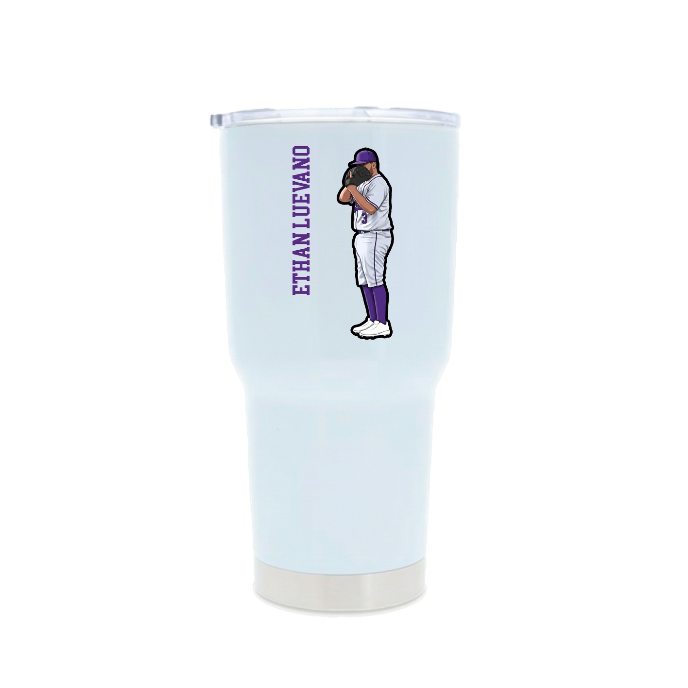 30oz Stainless Steel Tumbler — Name Vertical in White