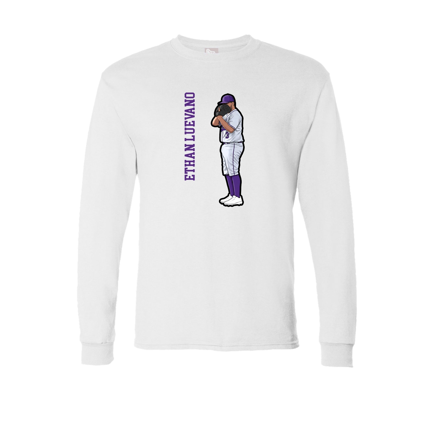 Long Sleeve Tee — Name Vertical in White