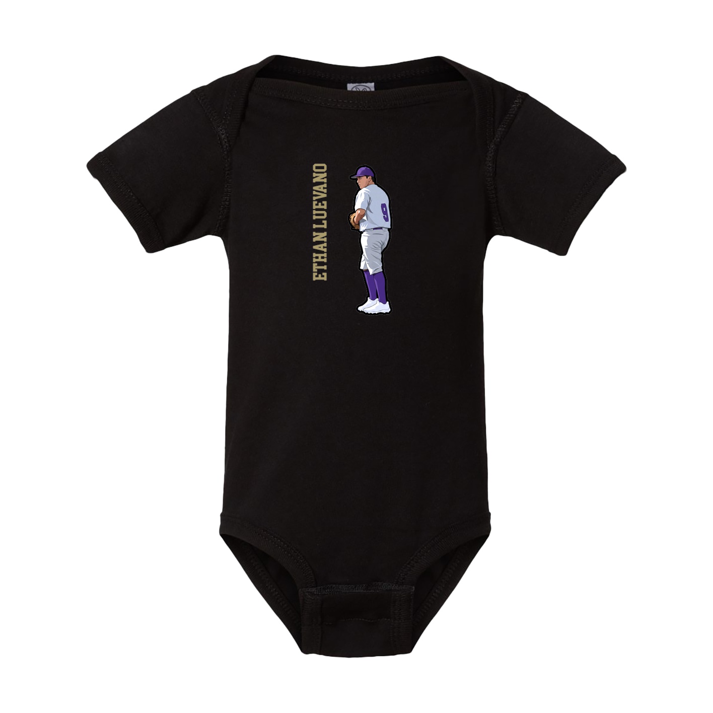 Baby Onesie — Name Vertical in Black