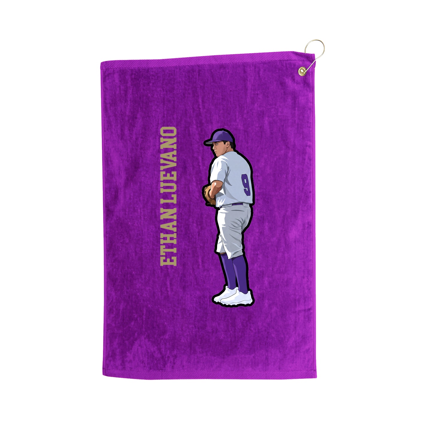 Golf Towel — Name Vertical in Purple