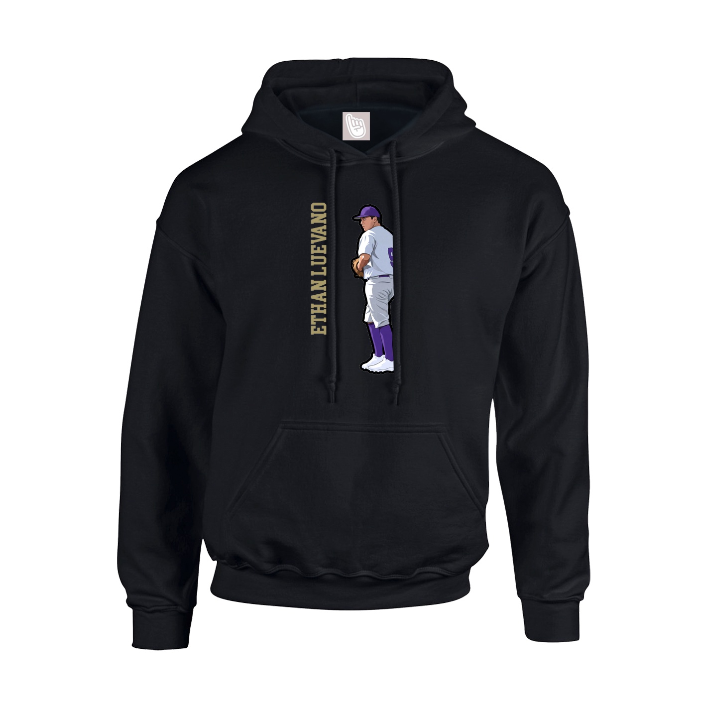 Youth Hoodie — Name Vertical in Black