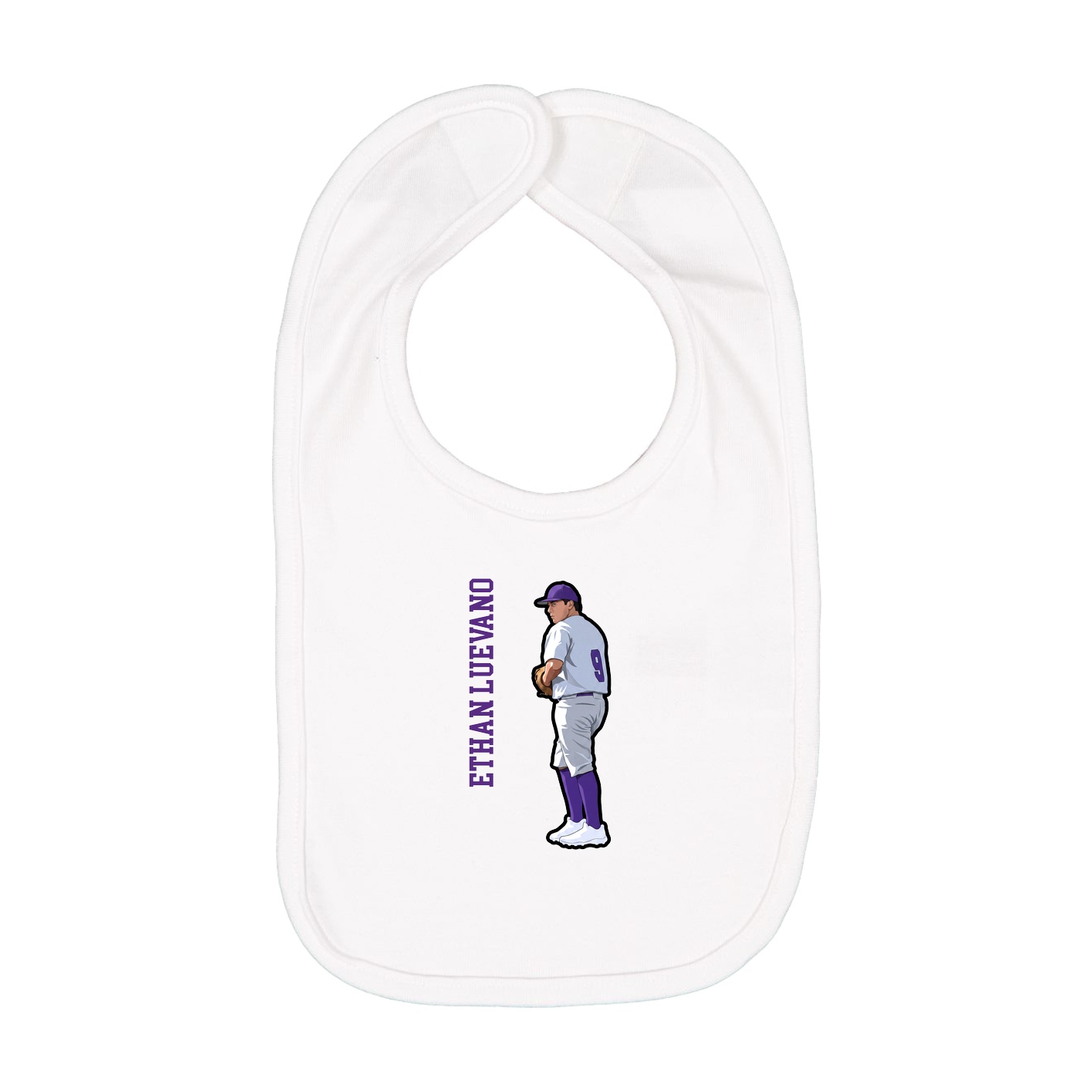 Infant Bib — Name Vertical in White