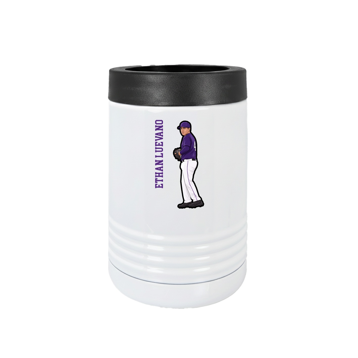 Beverage Holder — Name Vertical in White