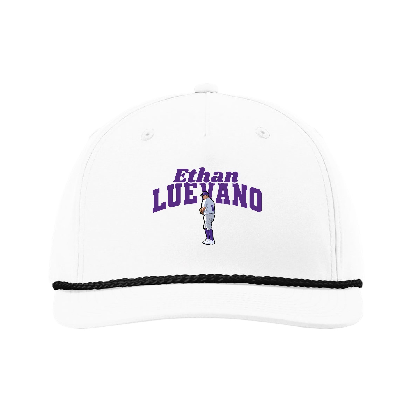 Five-Panel Classic Rope Cap — Signature Arch in White