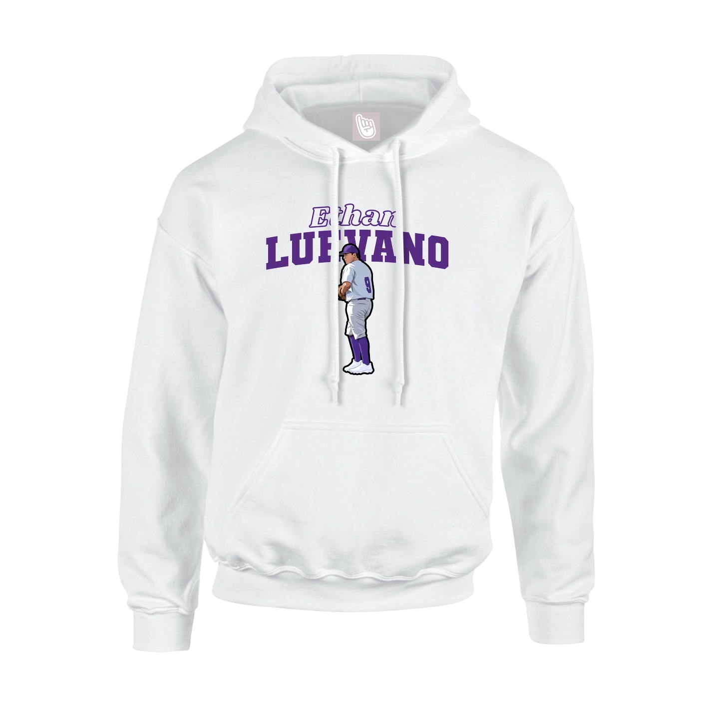 Youth Hoodie — Name Arch in White