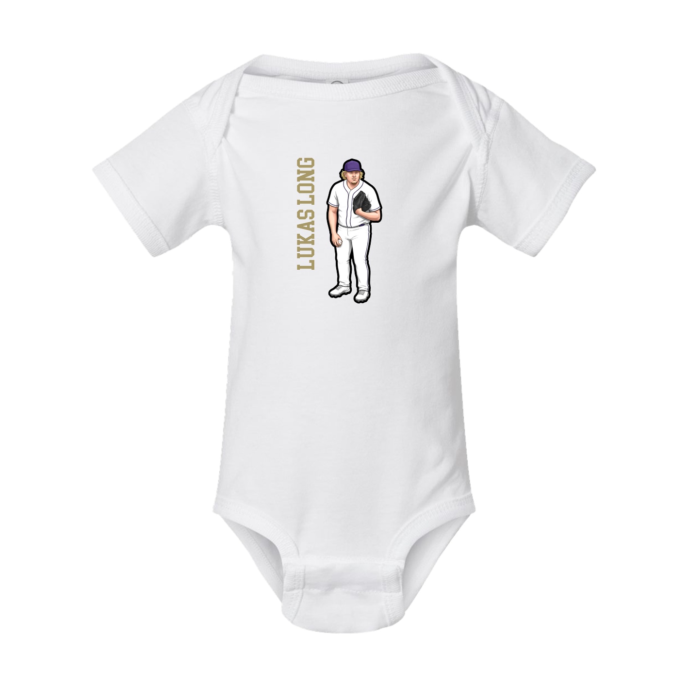 Baby Onesie — Name Vertical in White