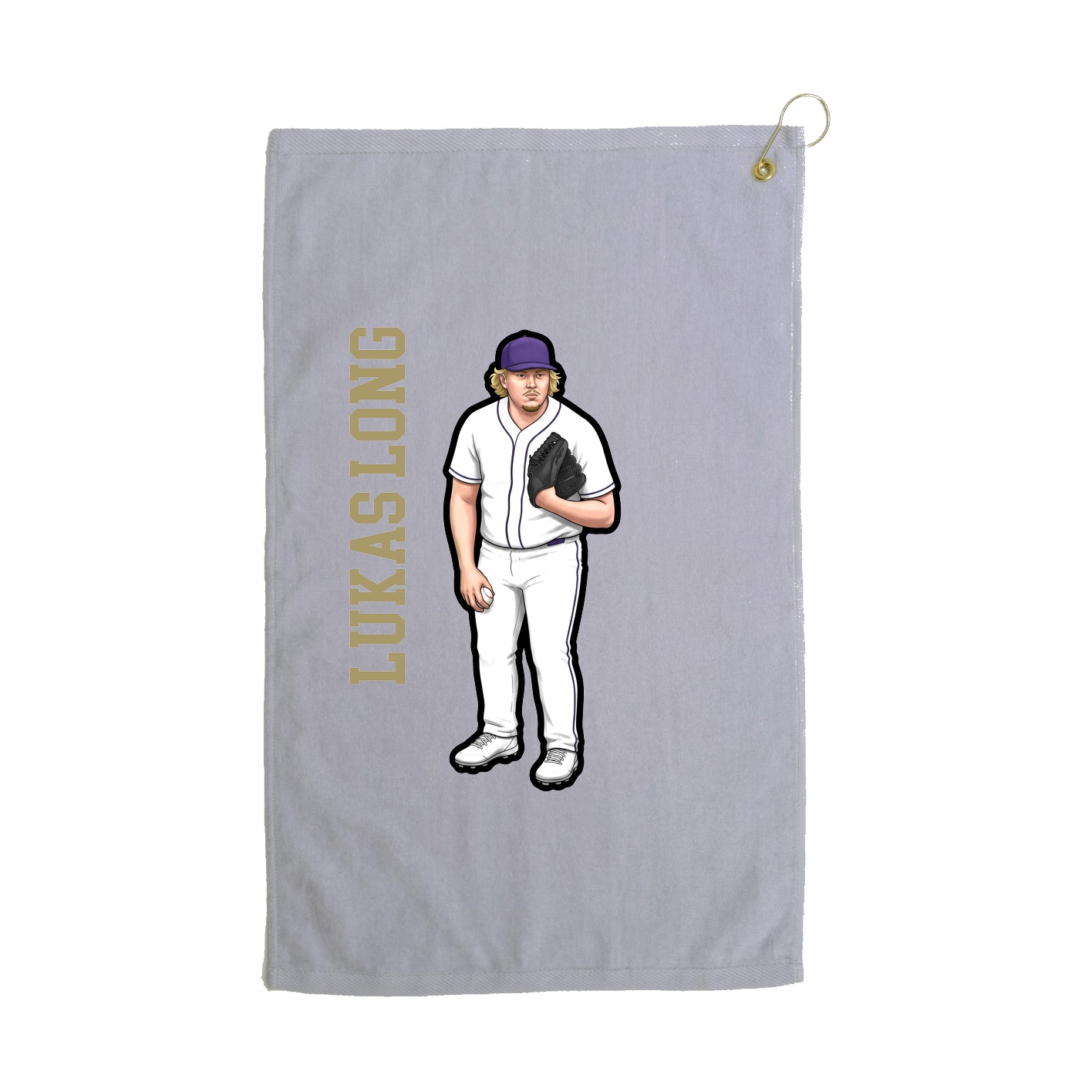 Golf Towel — Name Vertical in Grey