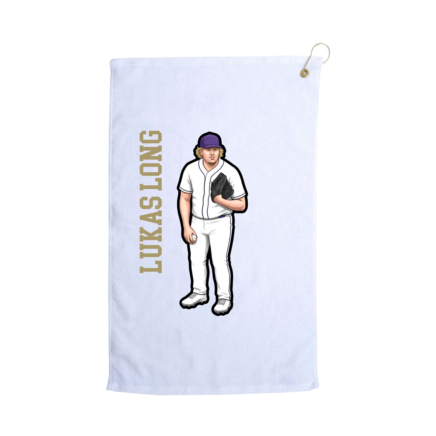 Golf Towel — Name Vertical in White