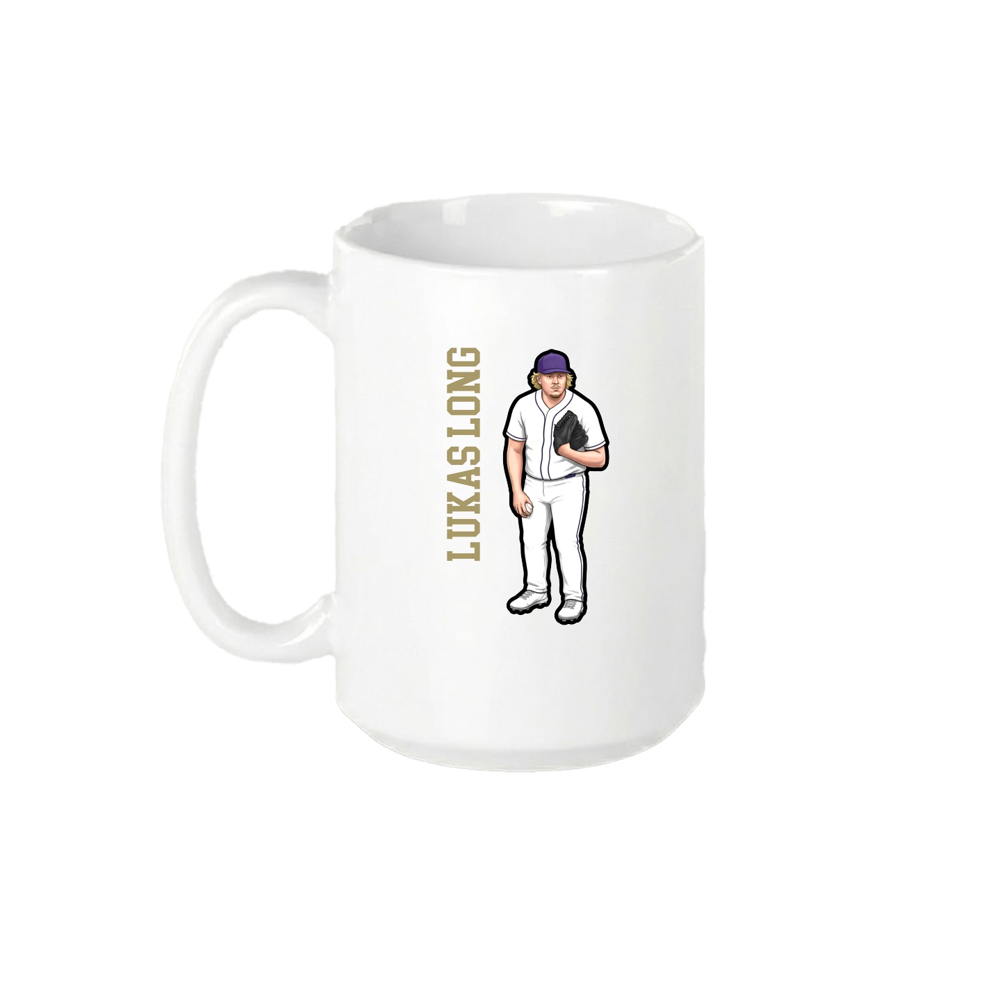 15oz Coffee Mug — Name Vertical in White