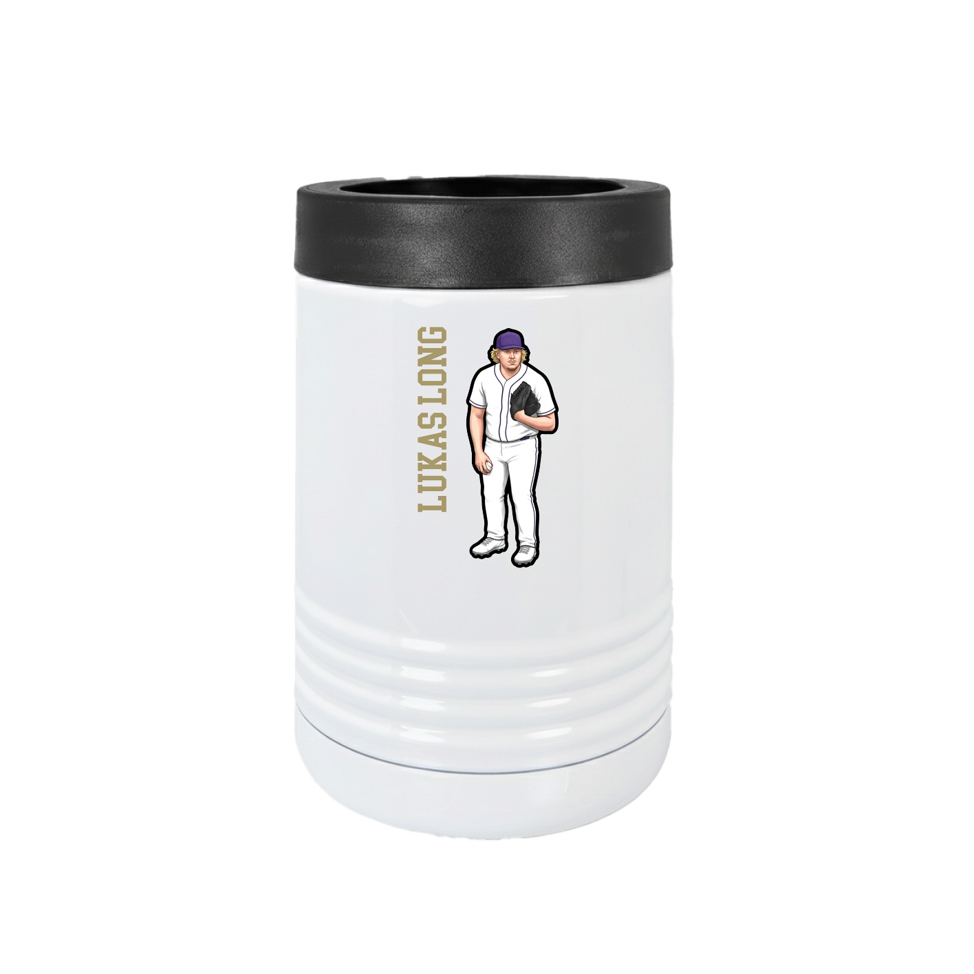 Beverage Holder — Name Vertical in White
