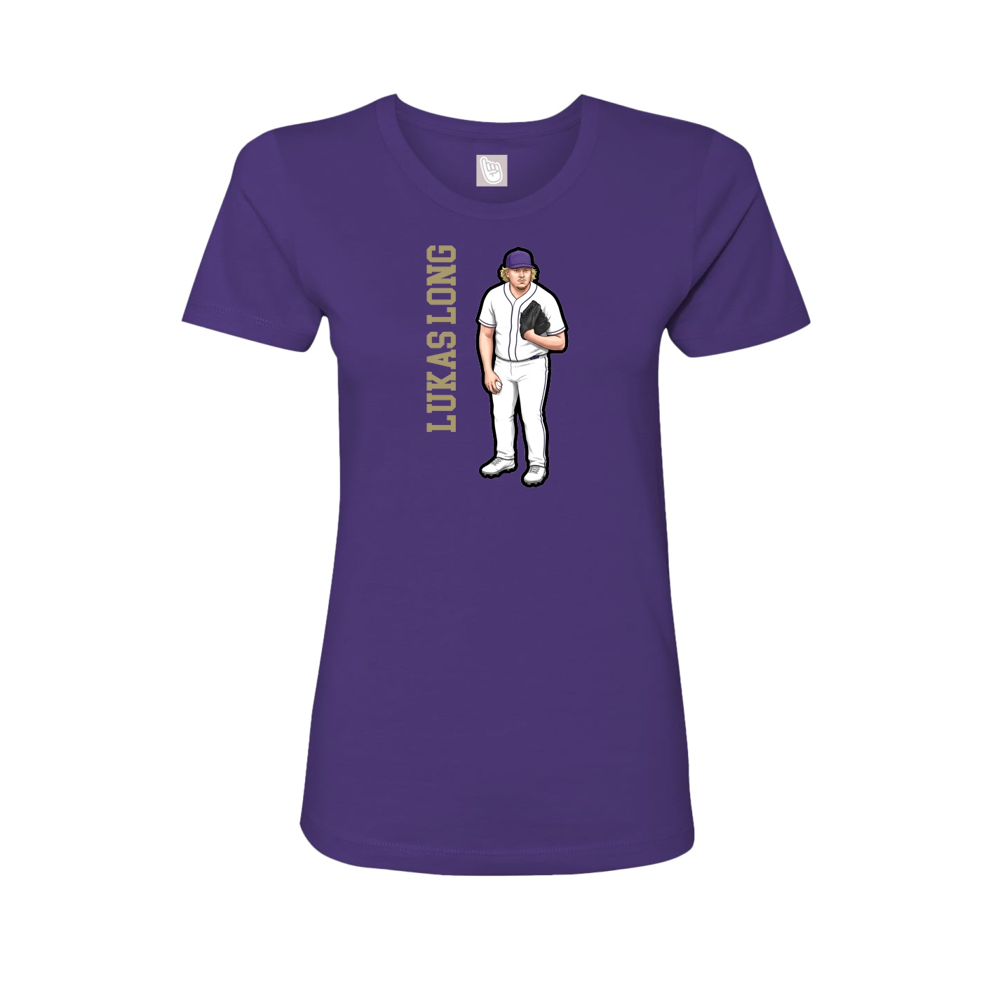 Womens Tee — Name Vertical in Purple