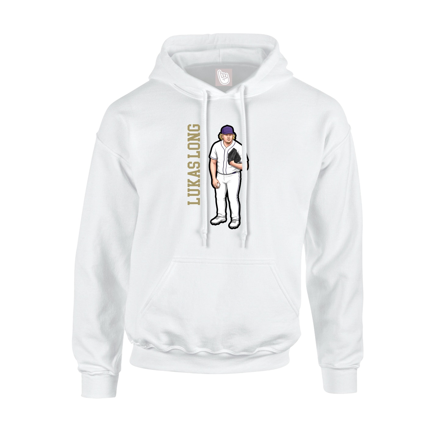 Youth Hoodie — Name Vertical in White