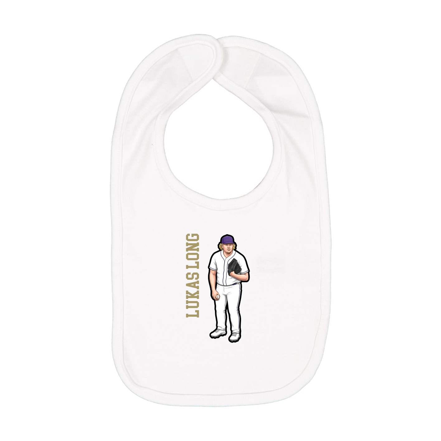 Infant Bib — Name Vertical in White