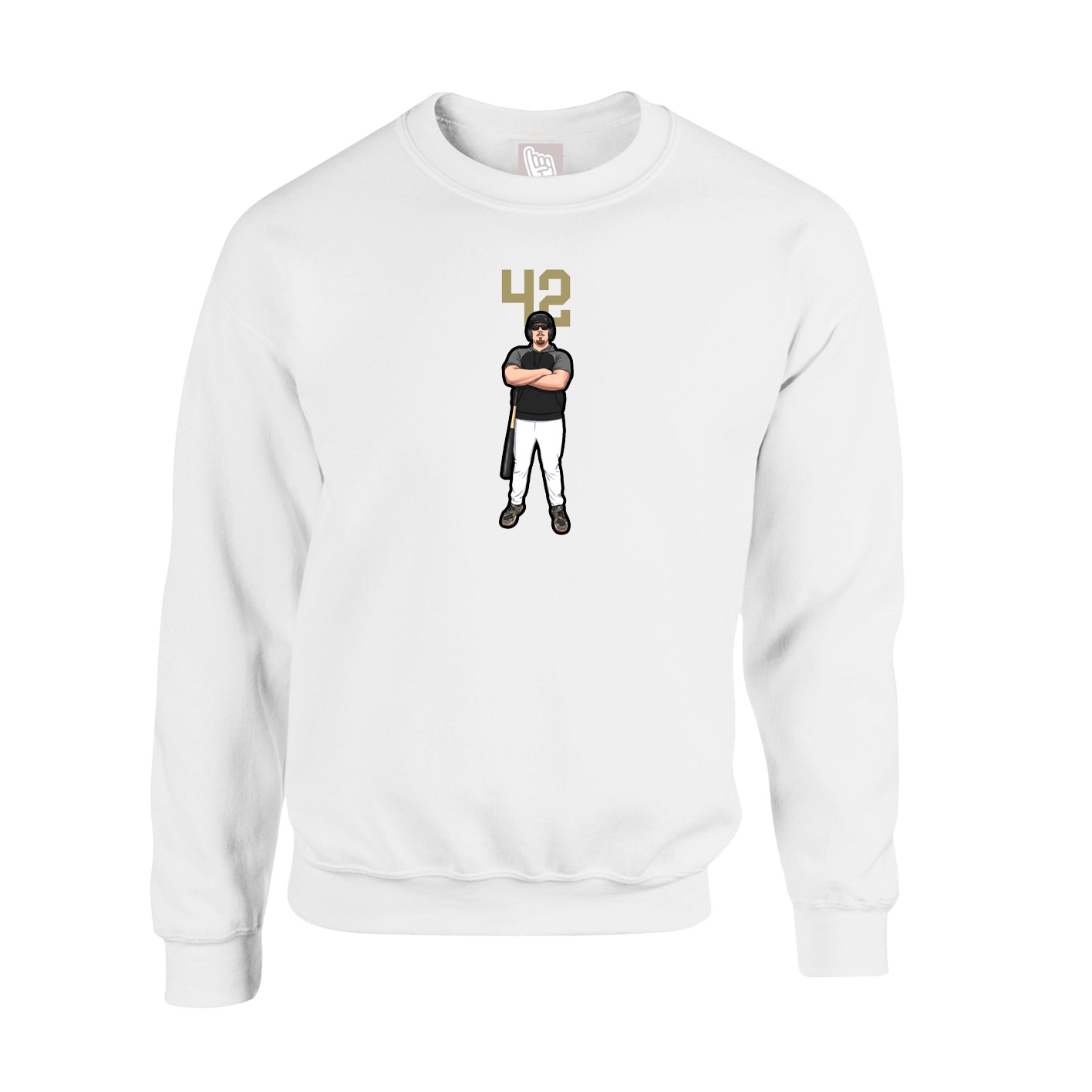Fleece Crew — Number Top in White