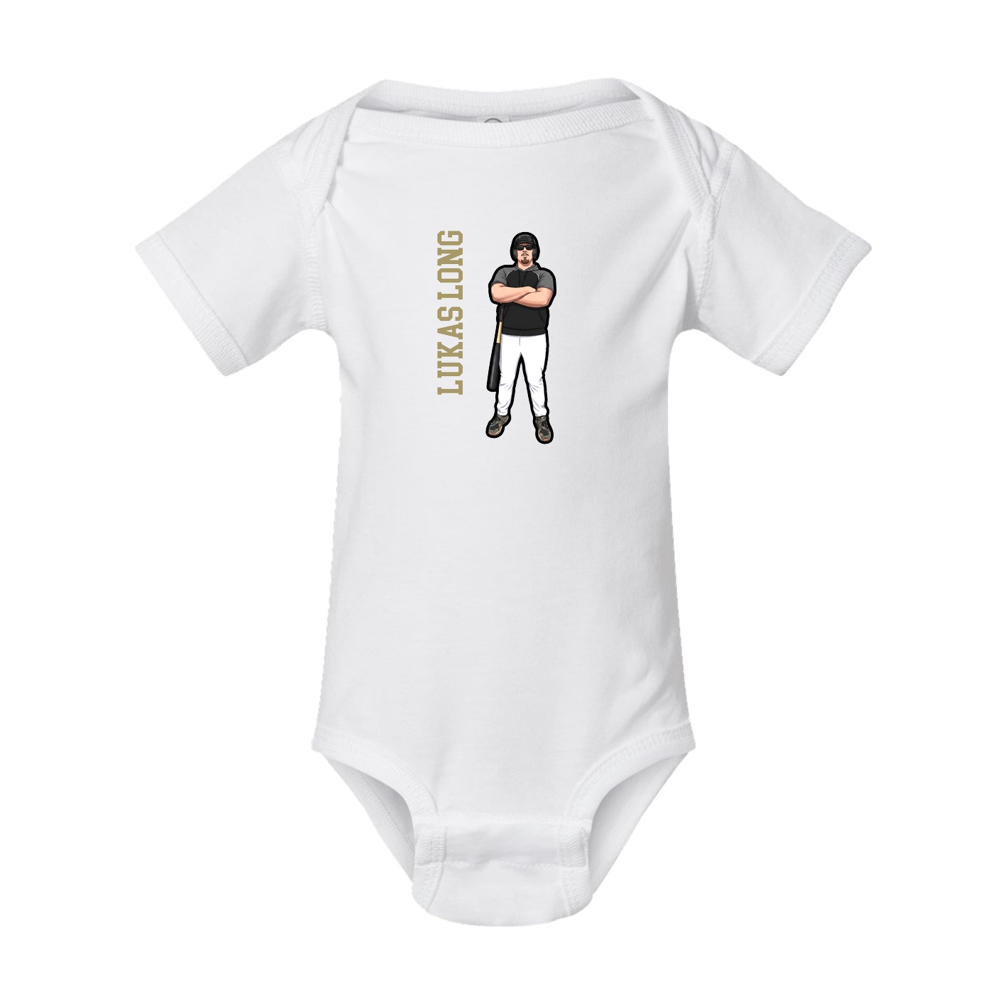 Baby Onesie — Name Vertical in White