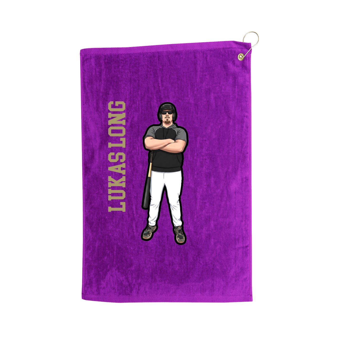 Golf Towel — Name Vertical in Purple