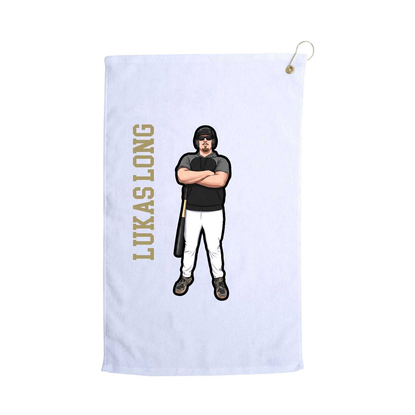 Golf Towel — Name Vertical in White