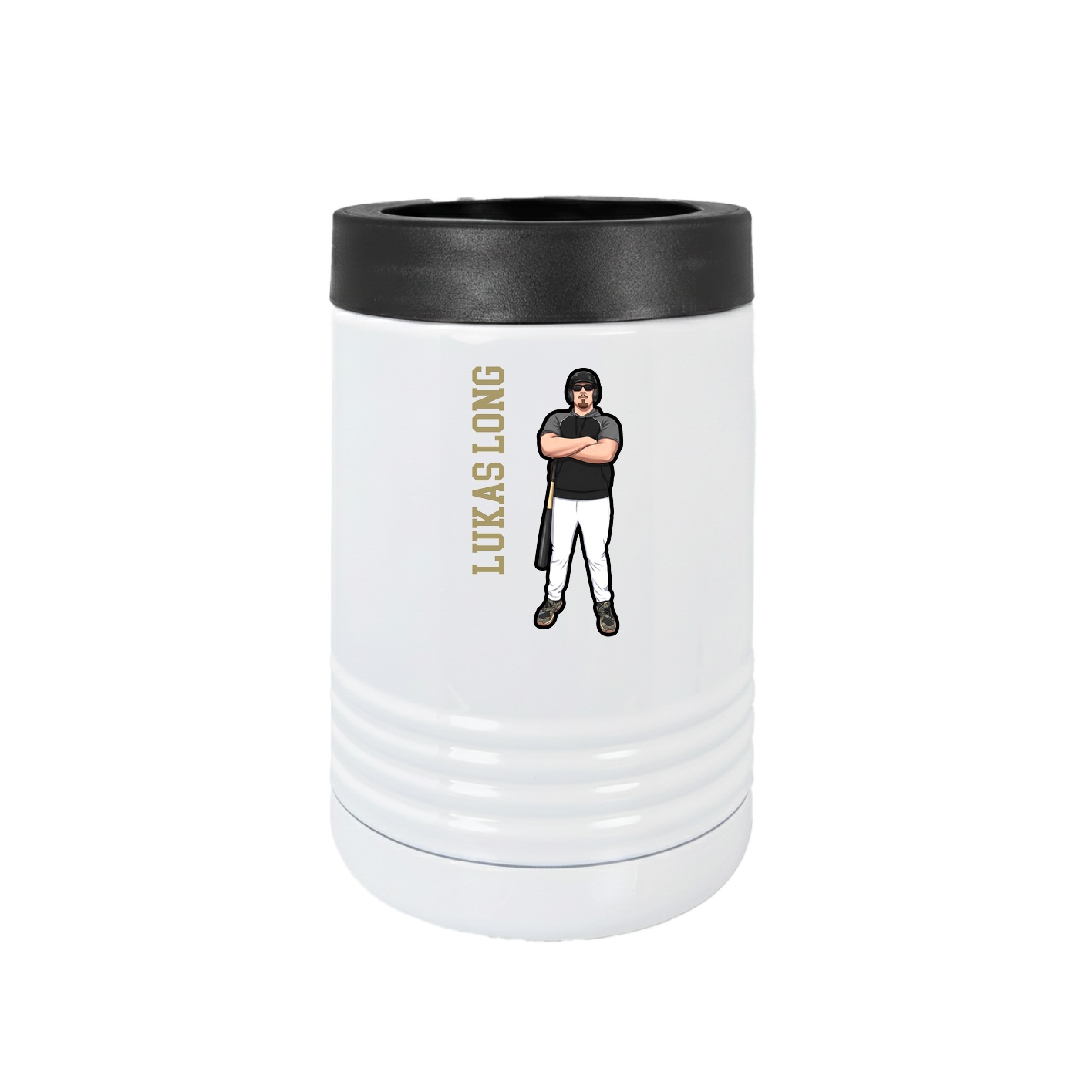 Beverage Holder — Name Vertical in White