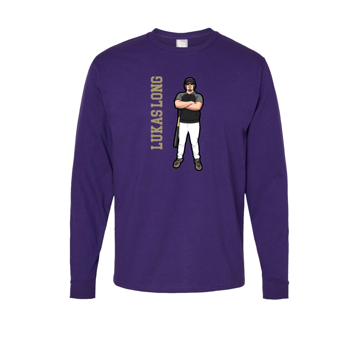 Long Sleeve Tee — Name Vertical in Purple