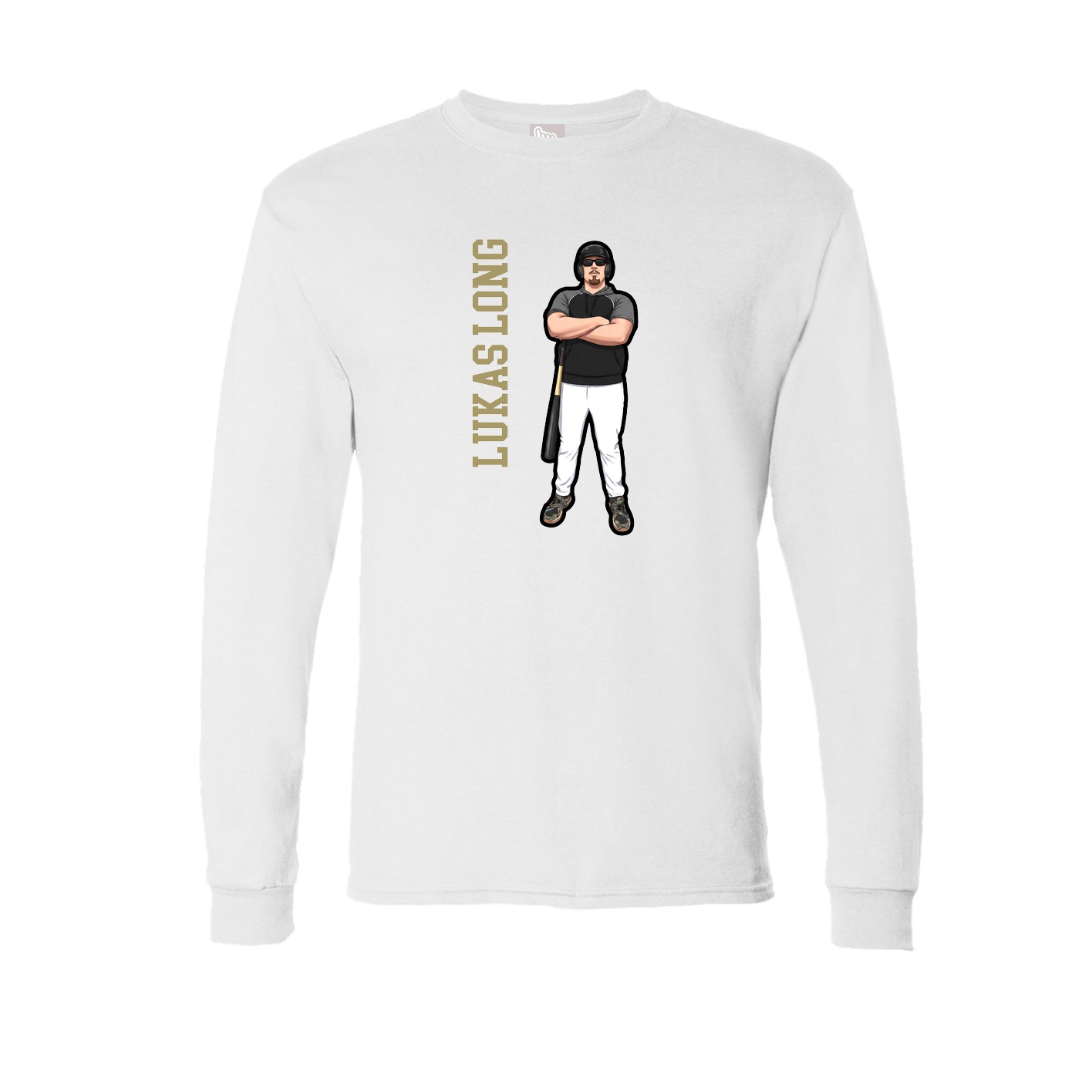 Long Sleeve Tee — Name Vertical in White