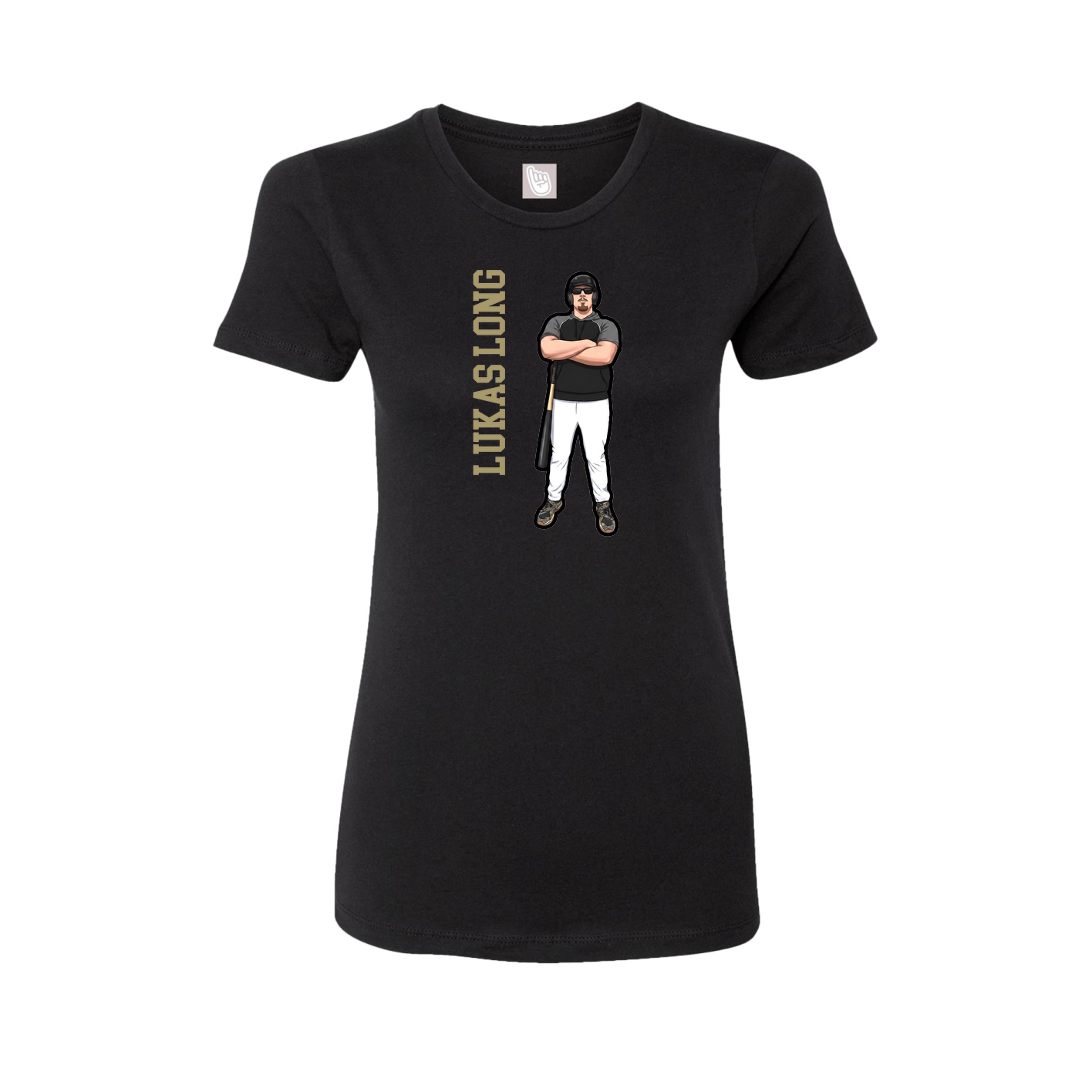 Womens Tee — Name Vertical in Black