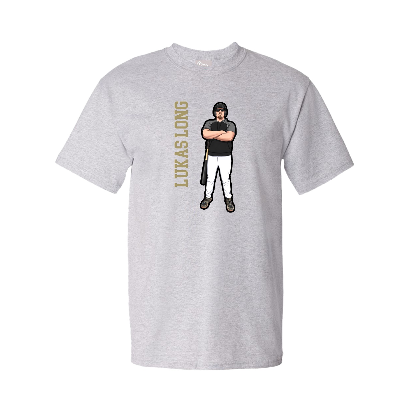 Youth Tee — Name Vertical in Grey