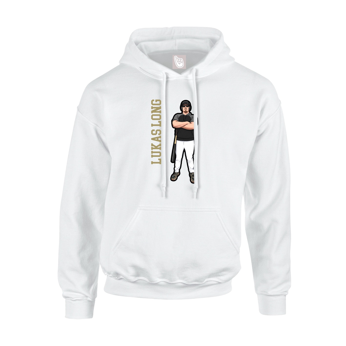 Youth Hoodie — Name Vertical in White