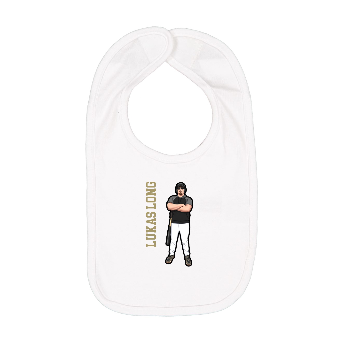 Infant Bib — Name Vertical in White