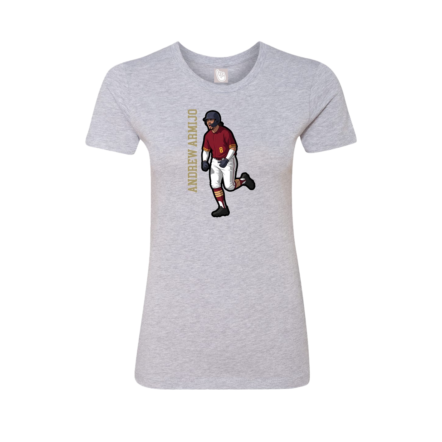 Fitted Women's Tee — Name Vertical in Grey