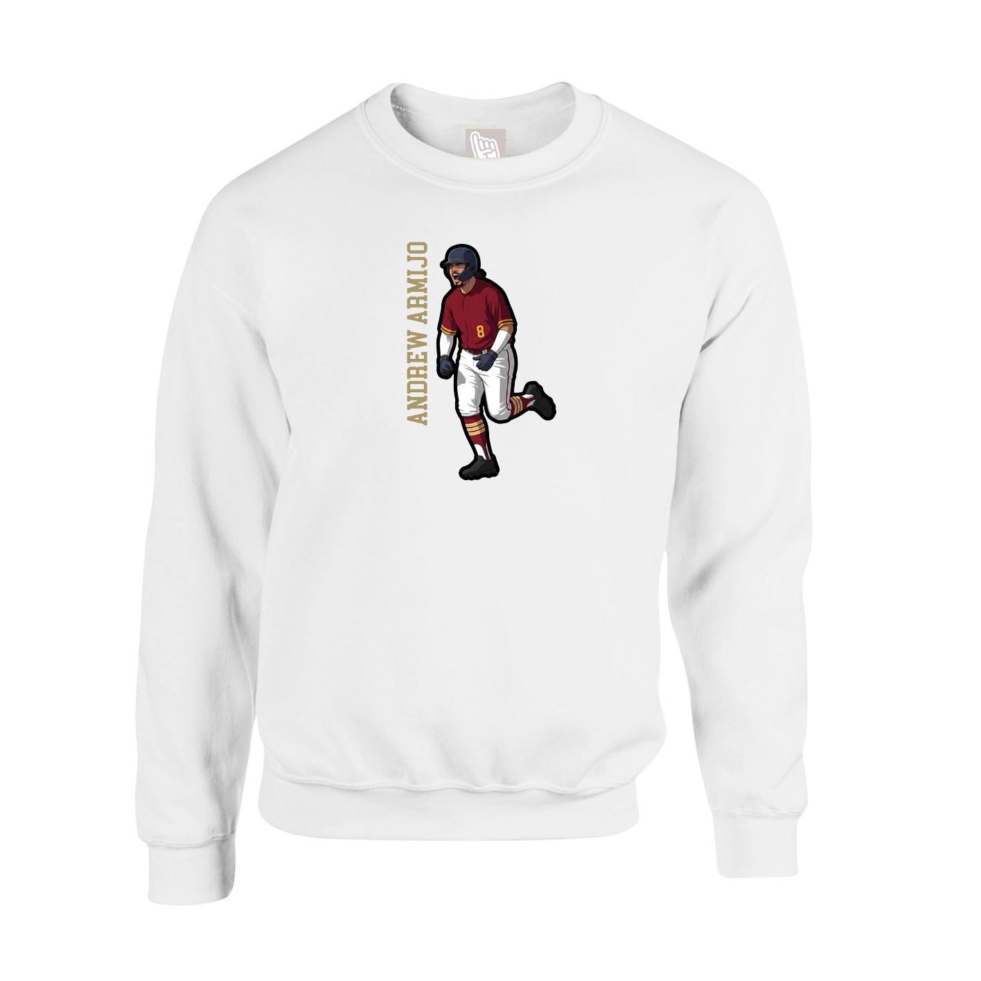 Fleece Crew — Name Vertical in White