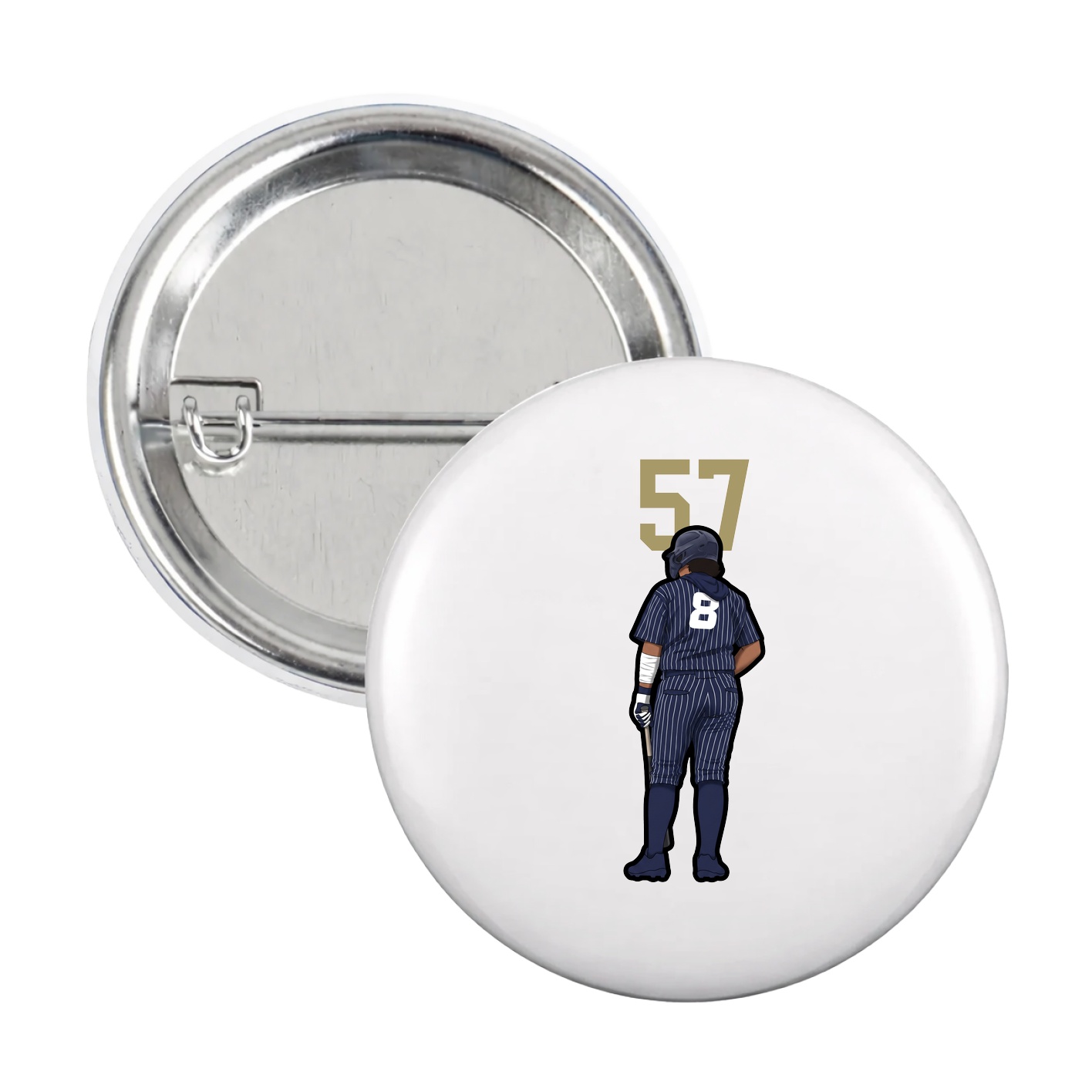 Game Day Button — Number Top in White