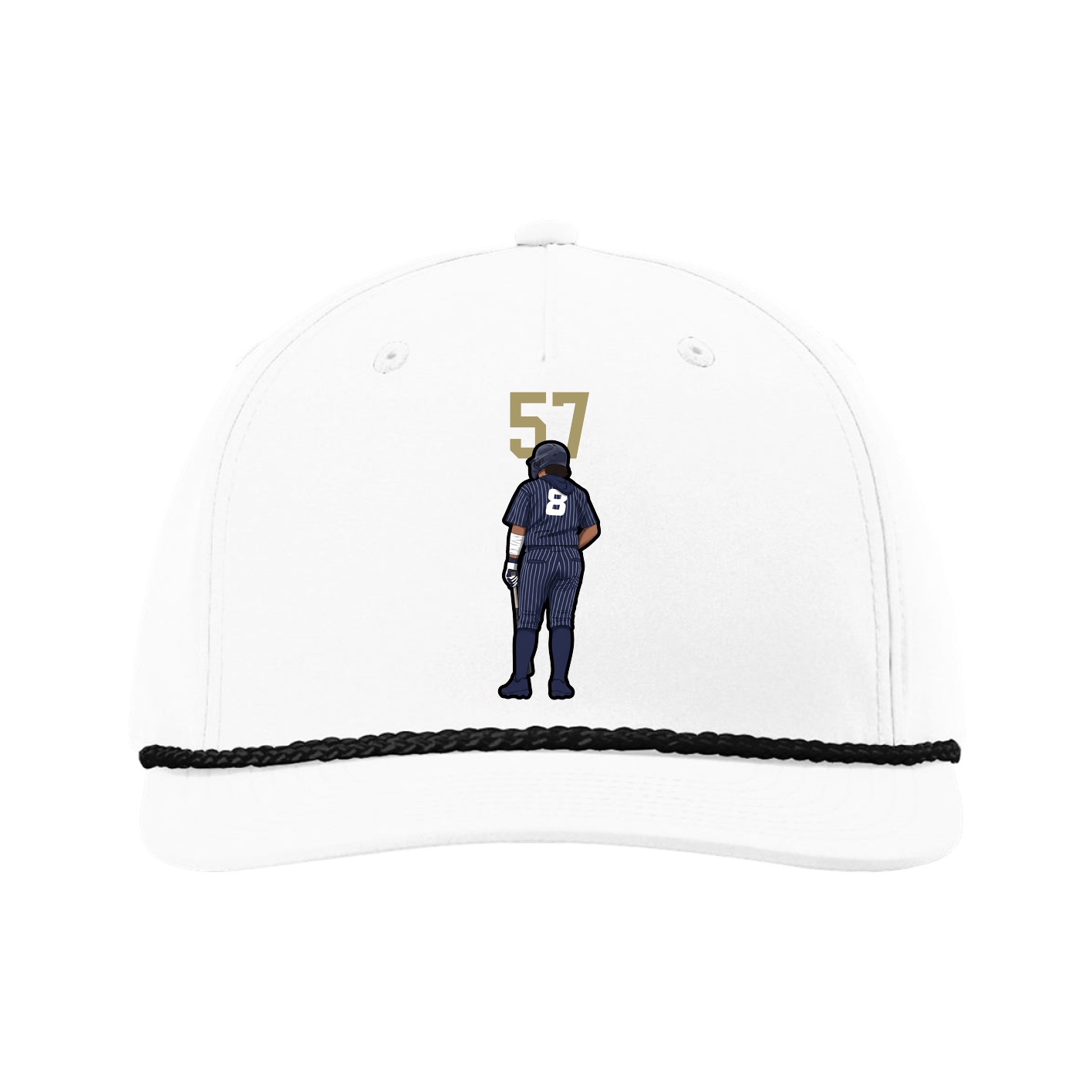 Five-Panel Classic Rope Cap — Number Top in White