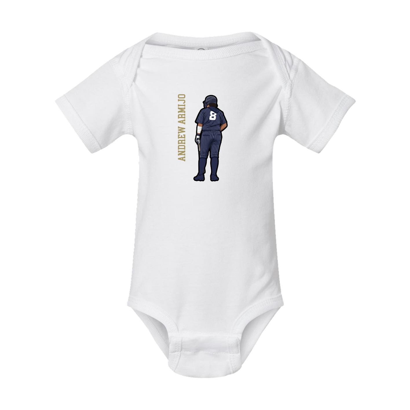Baby Onesie — Name Vertical in White