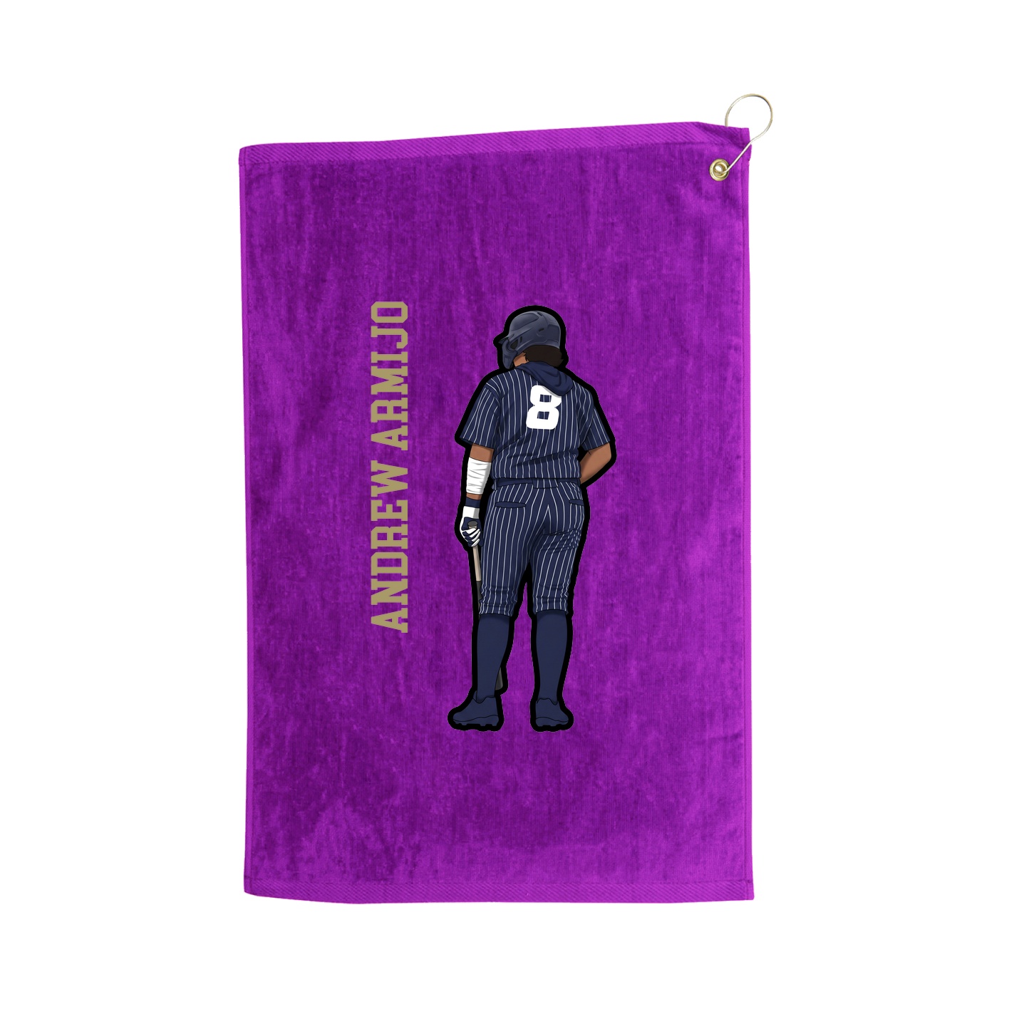 Golf Towel — Name Vertical in Purple